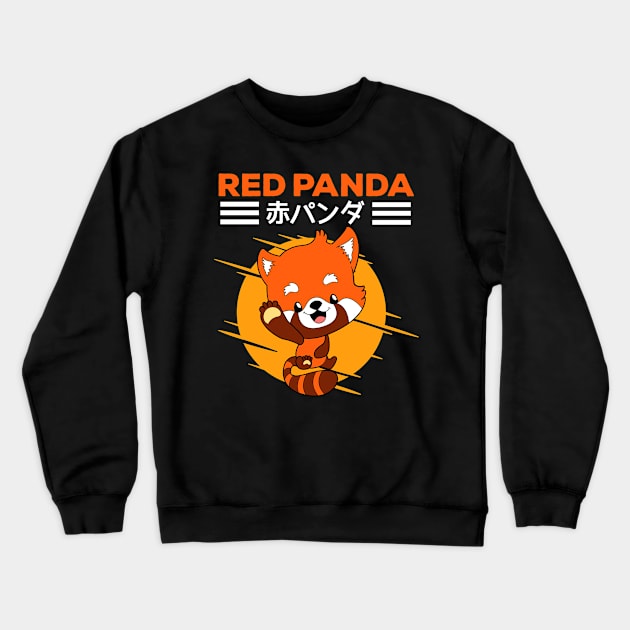 Red Panda Kawaii Otaku Japanese Cute Animal Crewneck Sweatshirt by wbdesignz